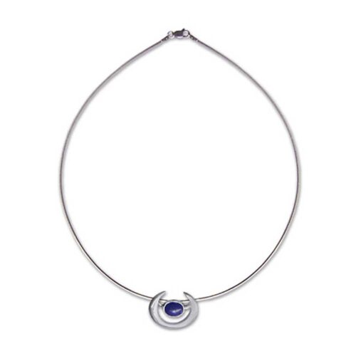 Sterling Silver and Lapis Lazuli Horseshoe Pendant with Chain