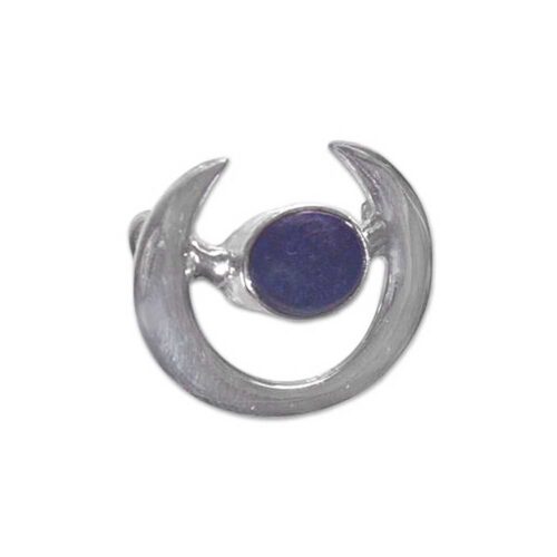 Sterling Silver and Lapis Lazuli Horseshoe Pendant with Chain