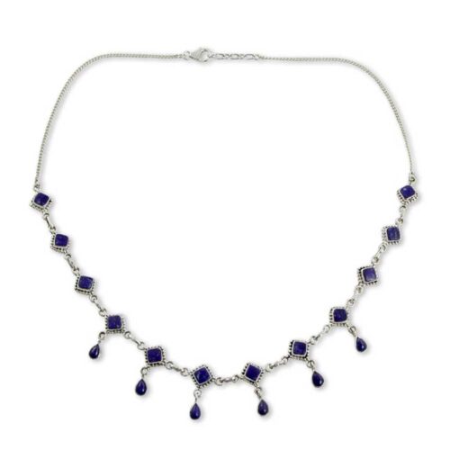 Queen of Diamonds Lapis Lazuli and Sterling Silver Semi Collar