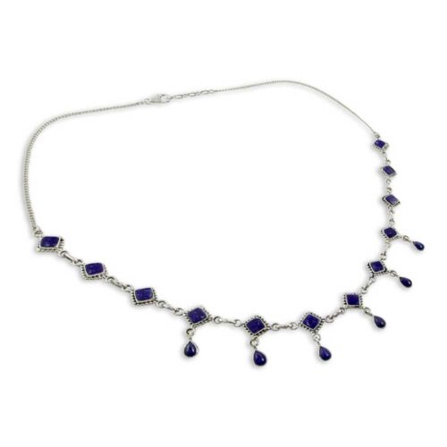 Queen of Diamonds Lapis Lazuli and Sterling Silver Semi Collar