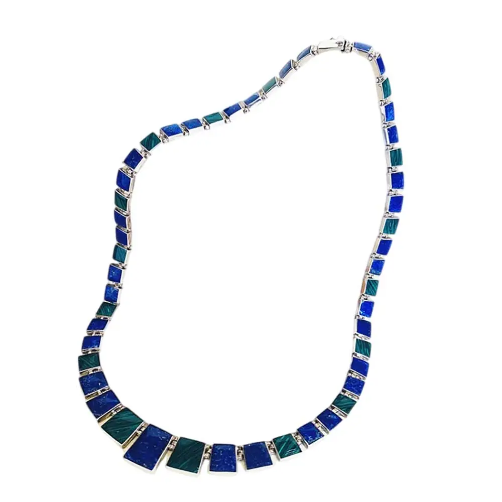 Pharaoh Lapis Lazuli and Sterling Silver Hinge Necklace - Image 2