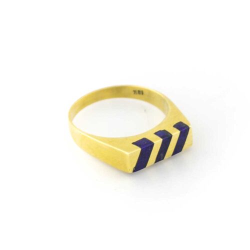 Blue Stripes 18K Gold and Lapis Lazuli Ring