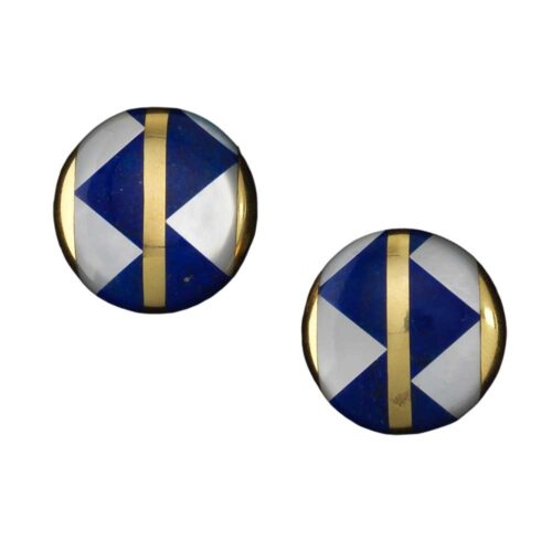 Tiffany 18K Gold, Lapis Lazuli and Mother of Pearl Earrings