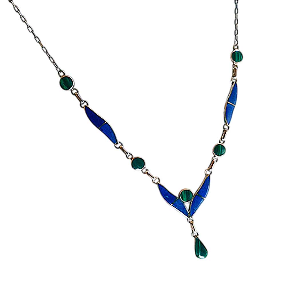 Aoife Sterling Silver, Lapis Lazuli and Malachite Semi Collar