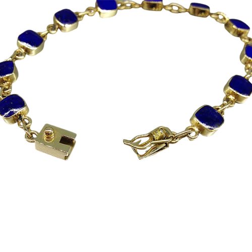 Dianara 18K Gold Lapis Lazuli Chained Bracelet