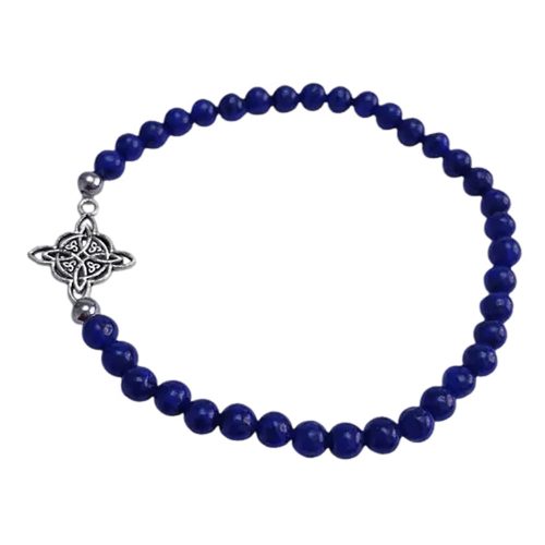 Witch Knot Lapis Lazuli and Sterling Silver Protective Bead Bracelet