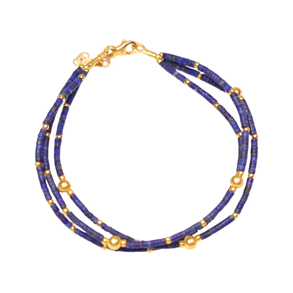 Nova Lapis Lazuli and 14K Gold Bead Bracelet