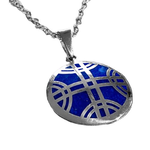 Channeling Kultrun Sterling Silver and Lapis Lazuli Necklace