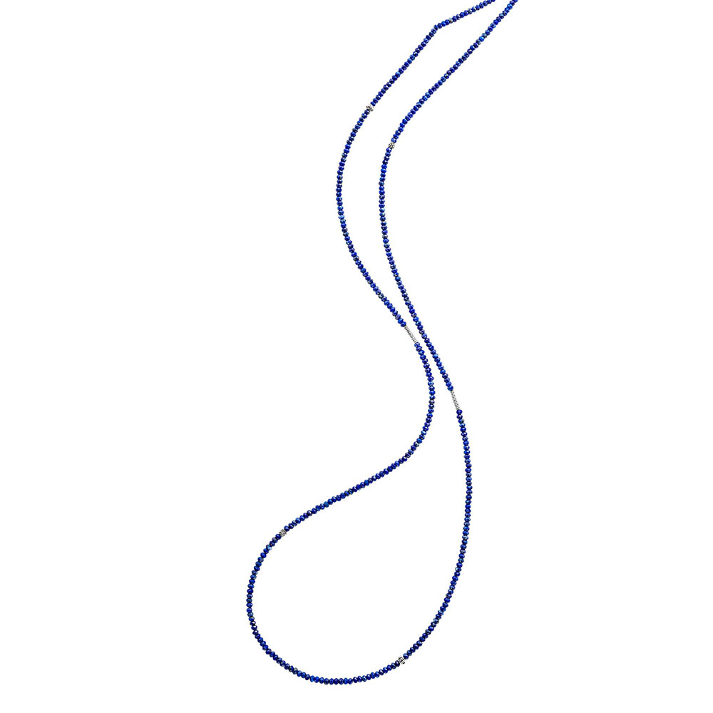 Nerina Sterling Silver and Lapis Lazuli Beads Long Necklace - Image 3