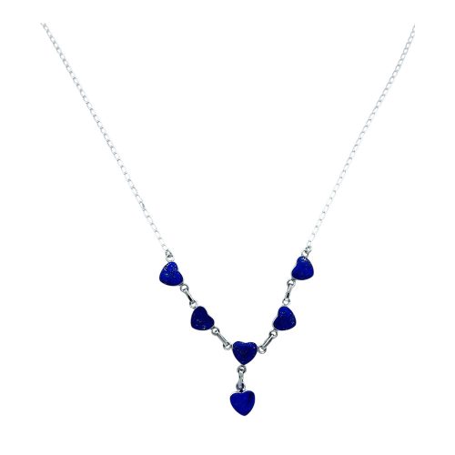 Lyanna Sterling Silver and Lapis Lazuli Hearts Semi Collar