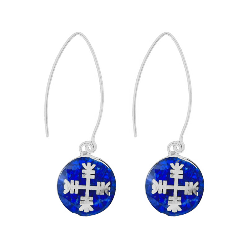 The Protection Rune Lapis Lazuli and Sterling Silver Hanging Earrings