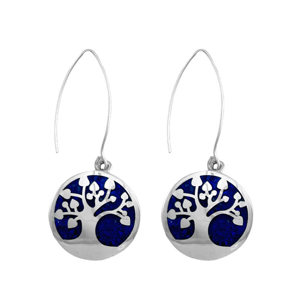 The Tree of Life Lapis Lazuli and Sterling Silver Hanging Earrings