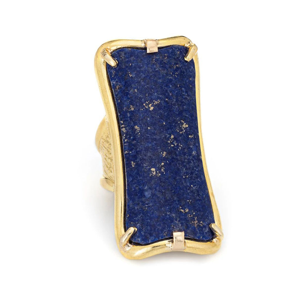 Flow 18K Gold and Lapis Lazuli Channeling Ring - Image 2