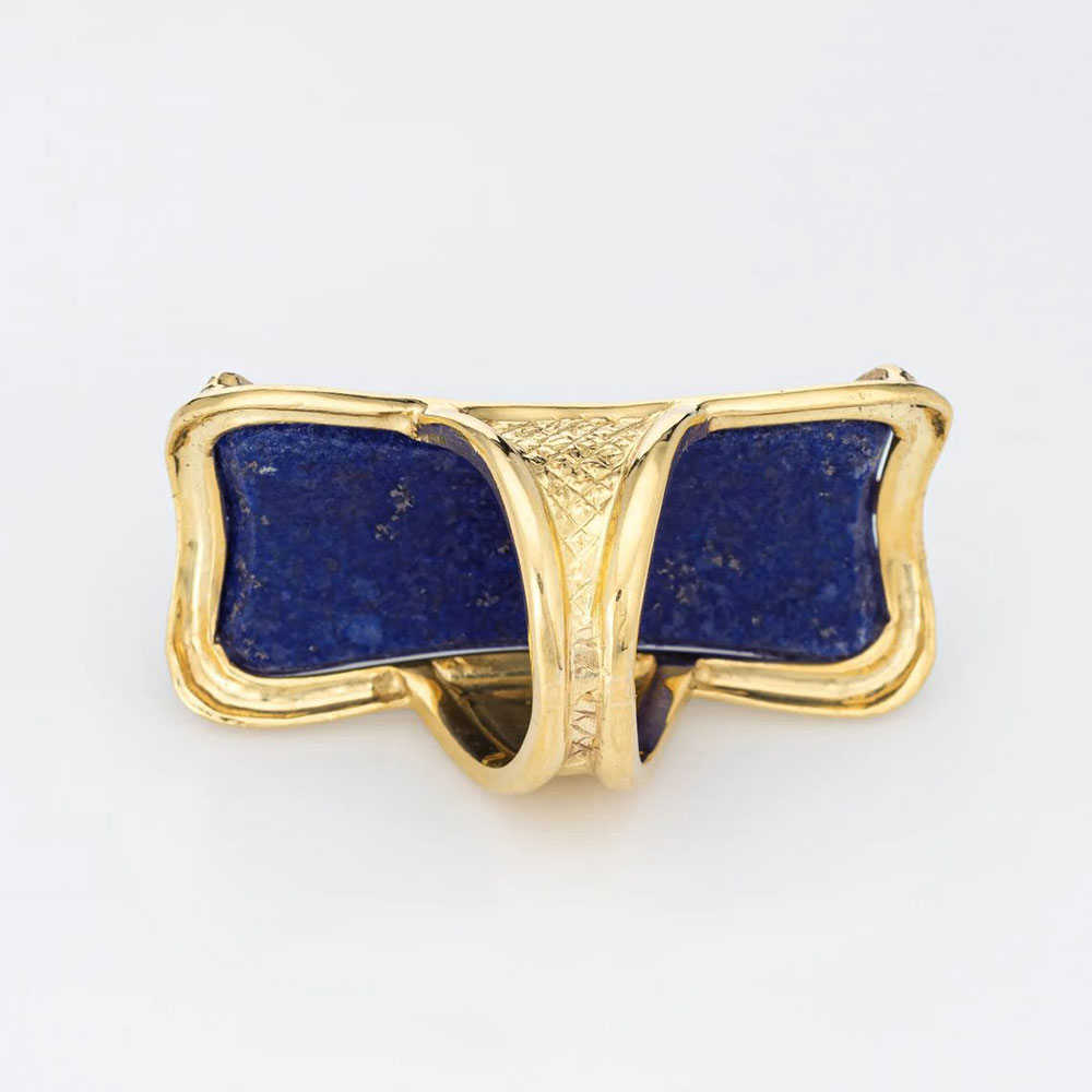 Flow 18K Gold and Lapis Lazuli Channeling Ring - Image 5
