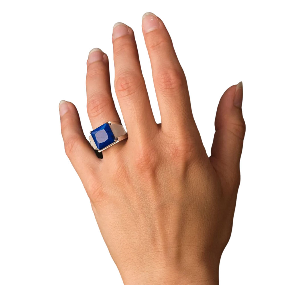Draxon Sterling Silver and Lapis Lazuli Square Cabochon Ring - Image 5