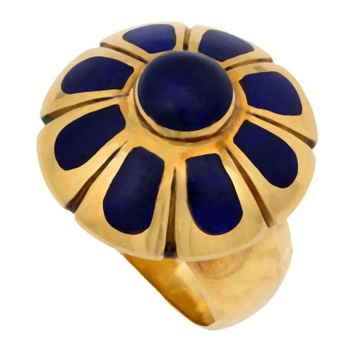 Azalyn 18K Gold and Lapis Lazuli Flower Ring
