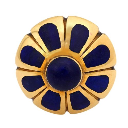 Azalyn 18K Gold and Lapis Lazuli Flower Ring