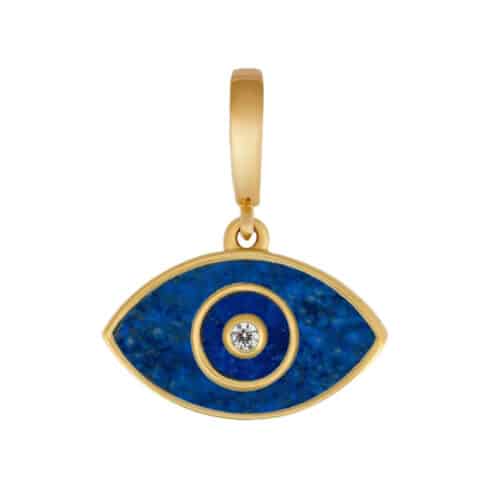 Evil Eye Lapis Lazuli and 18K Gold Pendant