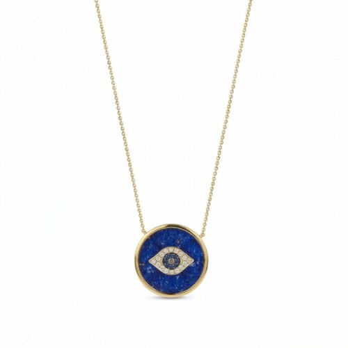 Zorya Lapis Lazuli, Sapphires and Man-Made Diamonds 18K Gold Evil Eye Necklace