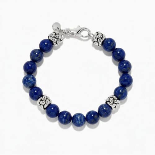 Soren Lapis Lazuli and Sterling Silver Beaded Bracelet