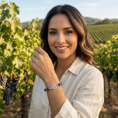 Selune Lapis Lazuli and Sterling Silver Beaded Bracelet