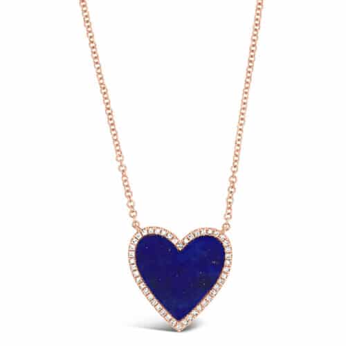 Anavielle Lapis Lazuli and Man-Made Diamonds 18K Gold Heart Necklace