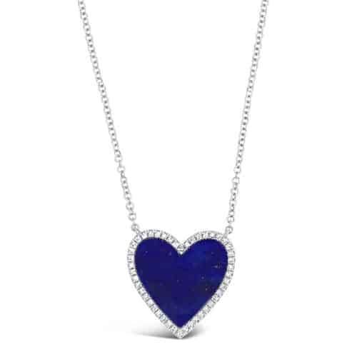 Anavielle Lapis Lazuli and Man-Made Diamonds 18K Gold Heart Necklace