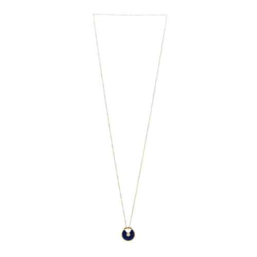 Cartier Lapis Lazuli and Man-Made Diamonds 18K Gold Crescent Circle Necklace
