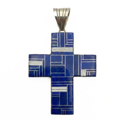 Aiyana Lapis Lazuli, Nacar and Sterling Silver Cross