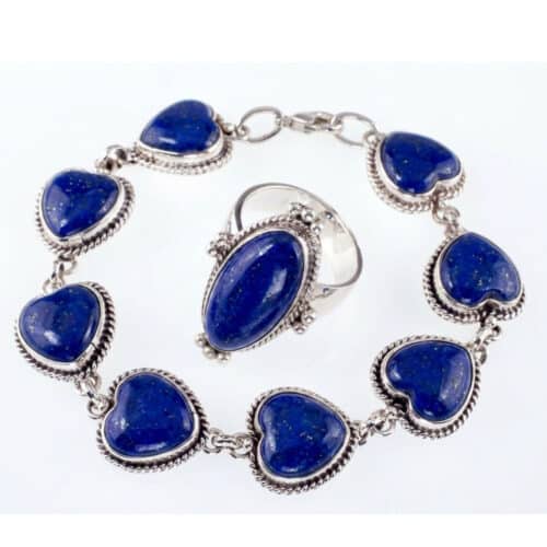 Amara Lapis Lazuli and Sterling Silver Bracelet and Ring Set