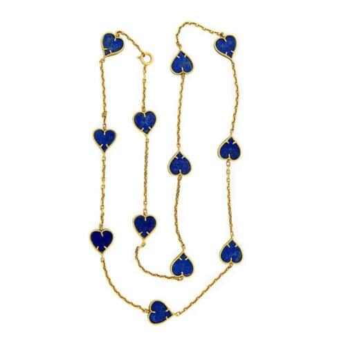 Corazelle Lapis Lazuli 18K Gold Hearts Necklace