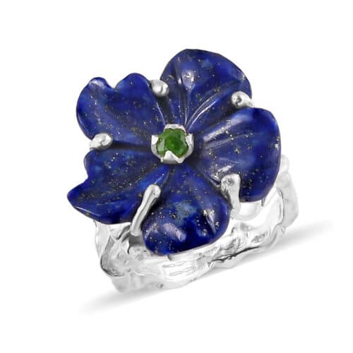 Violet Sterling Silver and Lapis Lazuli Flower Ring